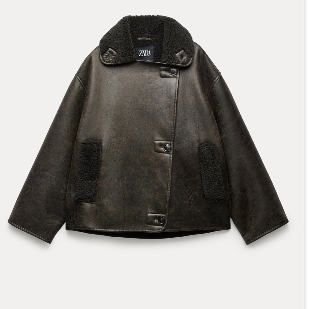 Zara Women's Dark Brown Leather Jacket